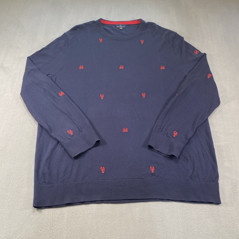 Brooks Brothers Pull Over Sweater Crew Neck 2XL Navy Lobsters Coastal Beach